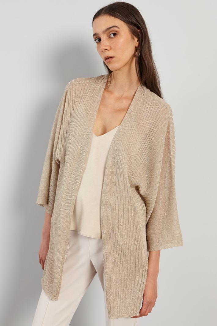 Cardigan morbido con cintura - SABBIA ORO - Fashion Market - 3
