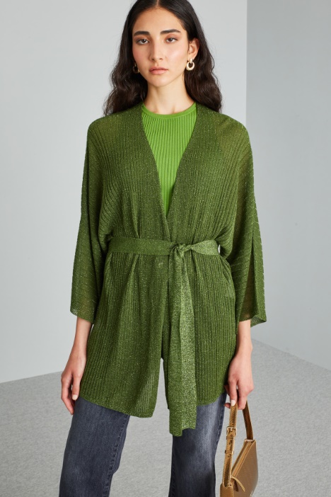 Cardigan morbido con cintura - Fashion Market