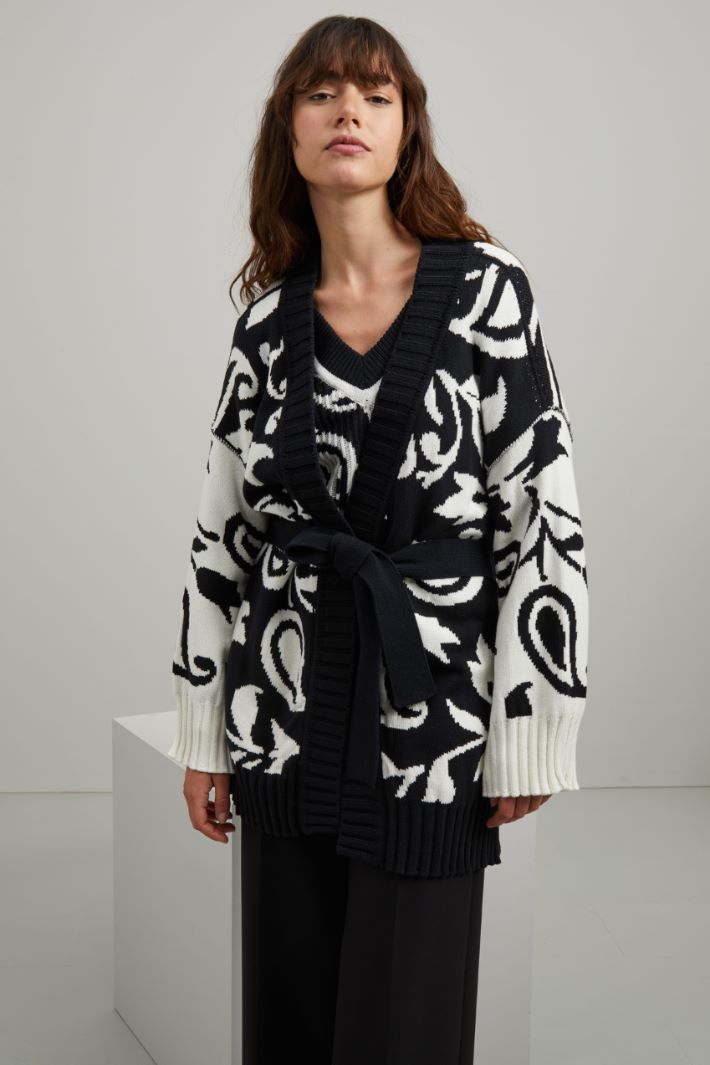 Cardigan lungo - NERO PANNA - Fashion Market - 2