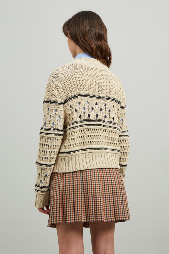 Cardigan traforato - ECRU BLU - Fashion Market - 4