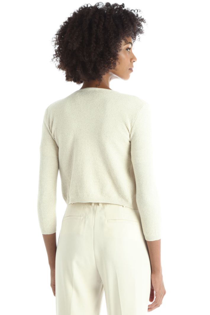 Cardigan con inserti in pelle - AVORIO - Fashion Market - 4