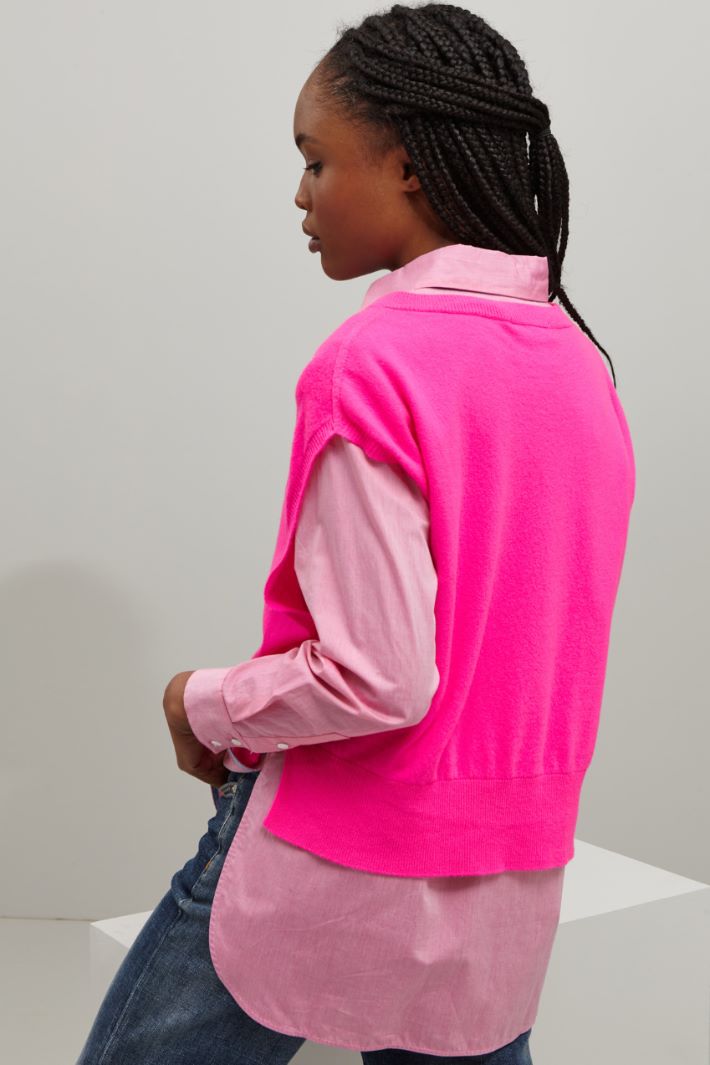 Gilet in lana e cashmere - FUCSIA - Fashion Market - 4