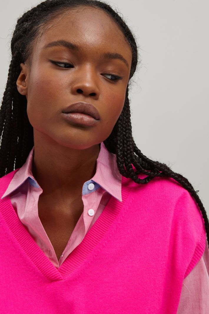 Gilet in lana e cashmere - FUCSIA - Fashion Market - 3