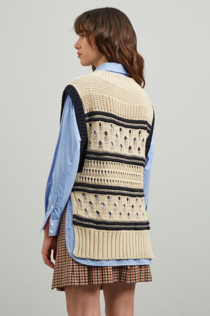 Gilet in cotone - ECRU BLU - Fashion Market - 4