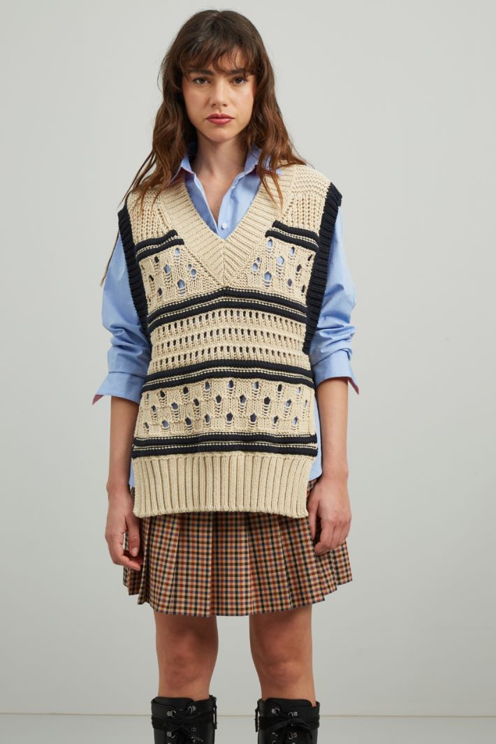 Gilet in cotone - ECRU BLU - Fashion Market - 2