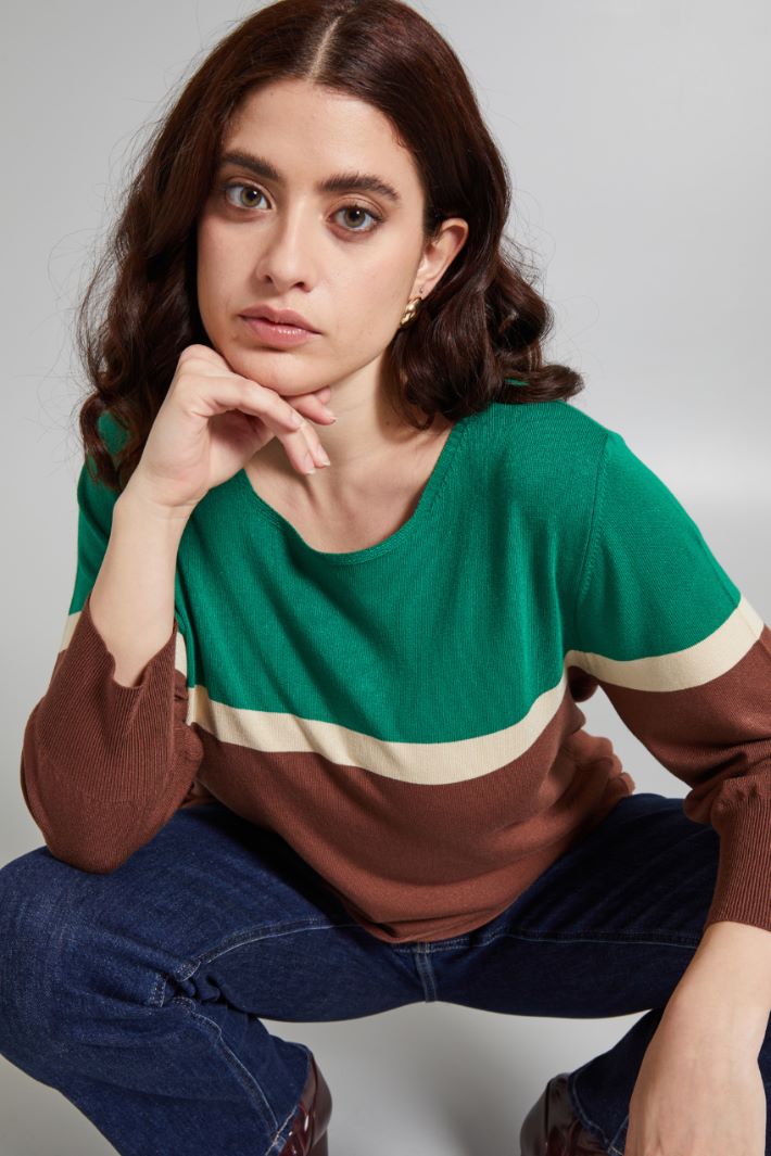 Maglia in filato di viscosa - MARRONE VERDE SABBIA - Fashion Market - 3