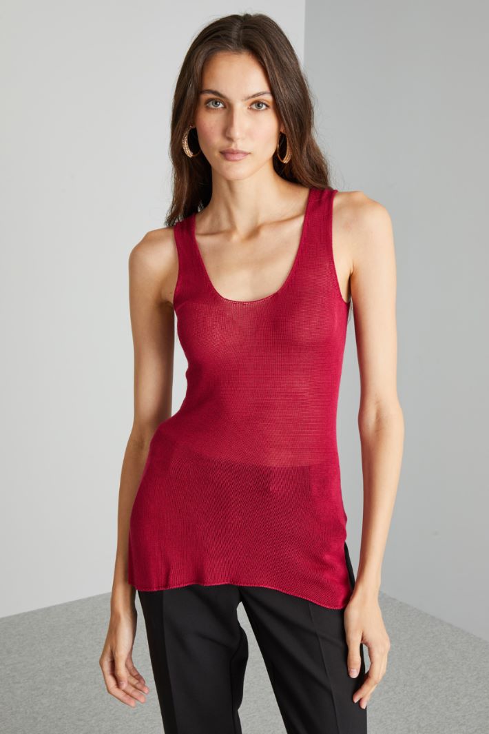 Canotta aderente in maglia - CILIEGIA - Fashion Market - 2