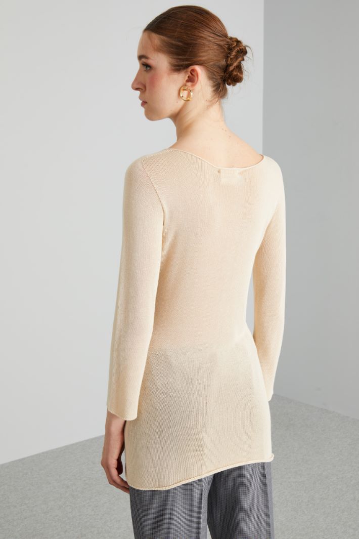 Maglia aderente in viscosa - SABBIA - Fashion Market - 4