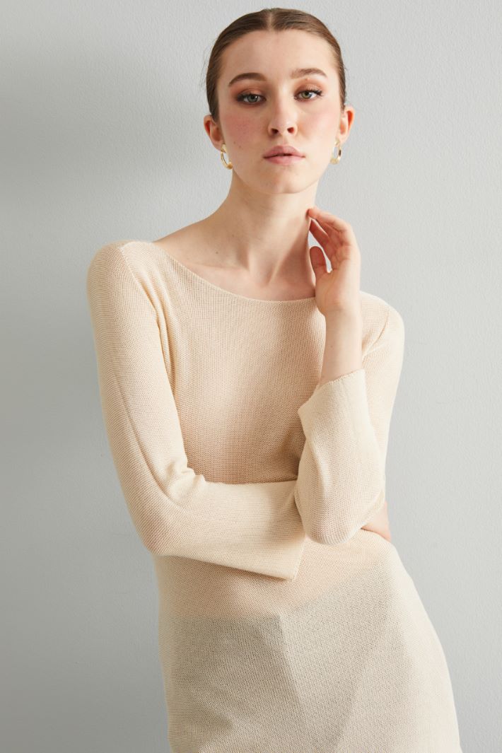 Maglia aderente in viscosa - SABBIA - Fashion Market - 3