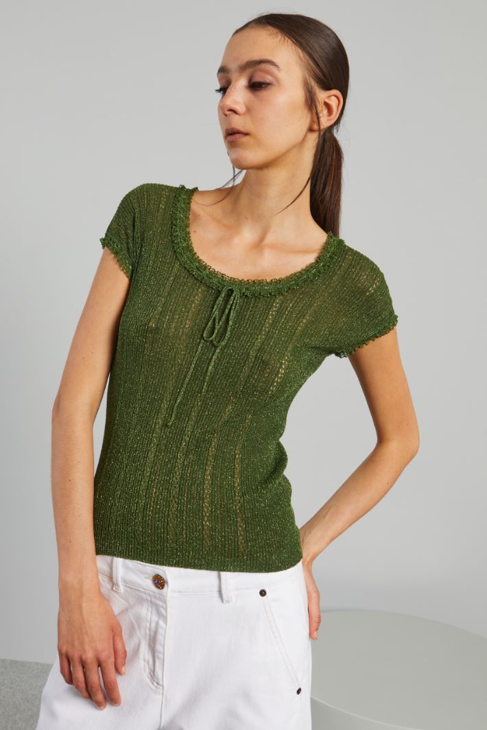 Top in maglia traforata - VERDE - Fashion Market - 2