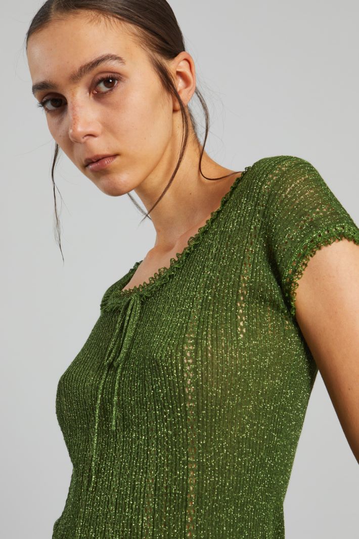 Top in maglia traforata - VERDE - Fashion Market - 3
