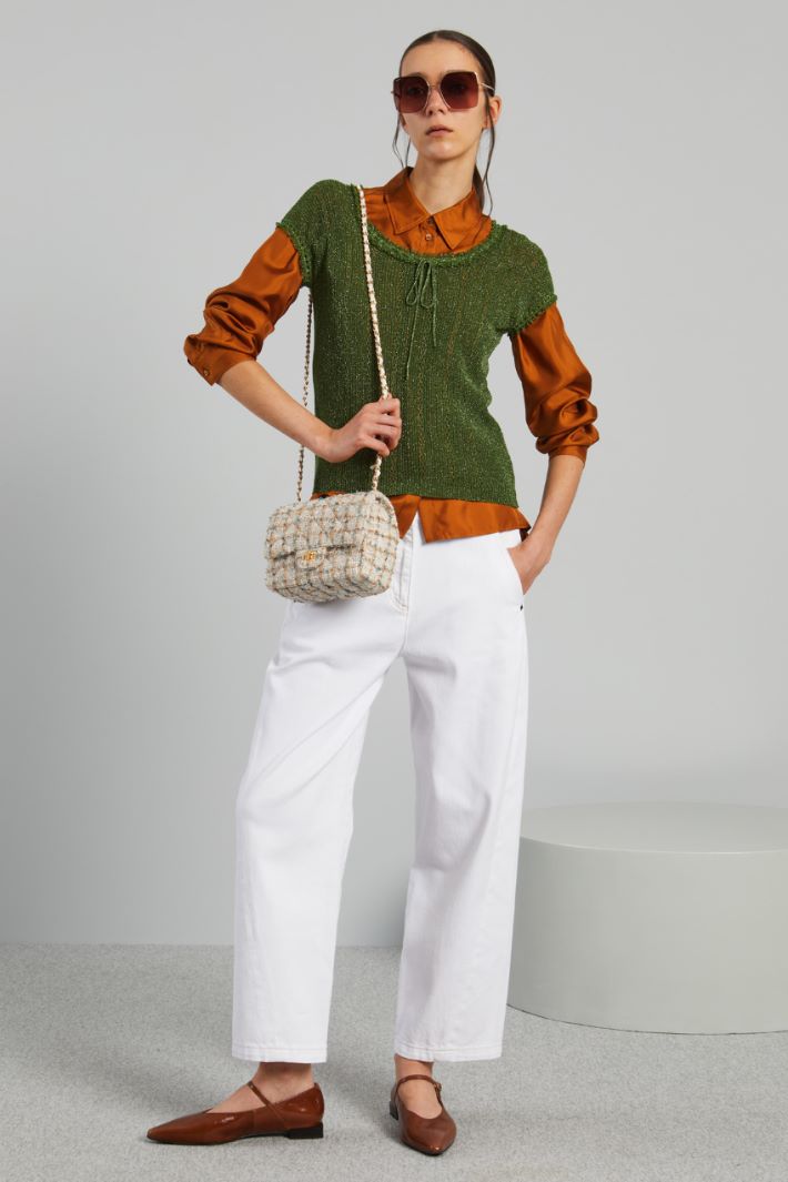 Top in maglia traforata - VERDE - Fashion Market