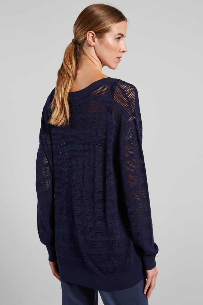 Maglia lunga traforata - BLU NOTTE - Fashion Market - 4