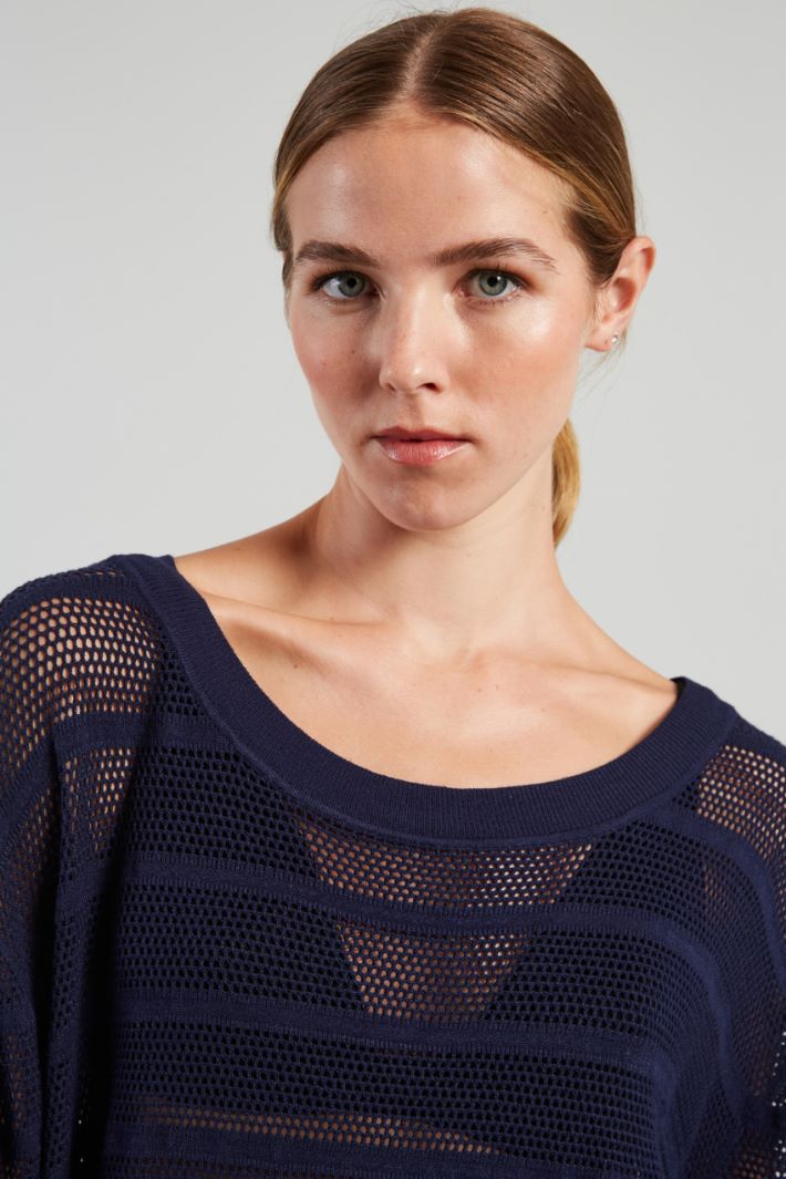 Maglia lunga traforata - BLU NOTTE - Fashion Market - 3