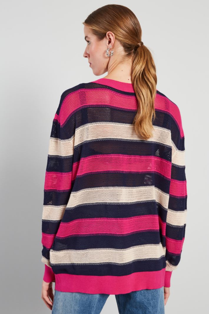Maglia lunga traforata - FUXIA BLU ECRU - Fashion Market - 4