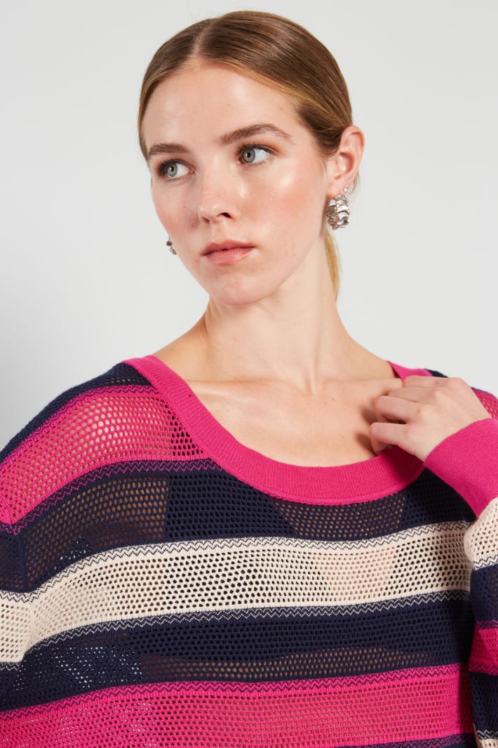 Maglia lunga traforata - FUXIA BLU ECRU - Fashion Market - 3