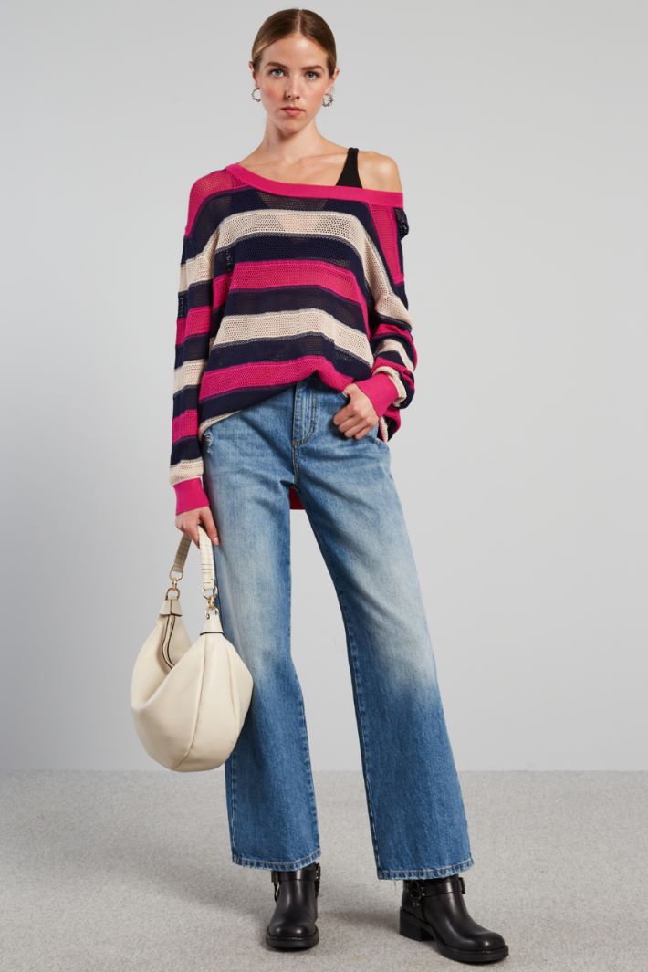 Maglia lunga traforata - FUXIA BLU ECRU - Fashion Market