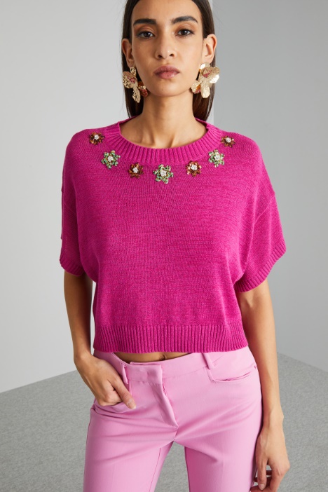 Maglia corta con ricami - Fashion Market