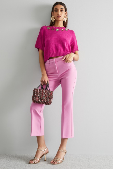 Maglia corta con ricami - Fashion Market