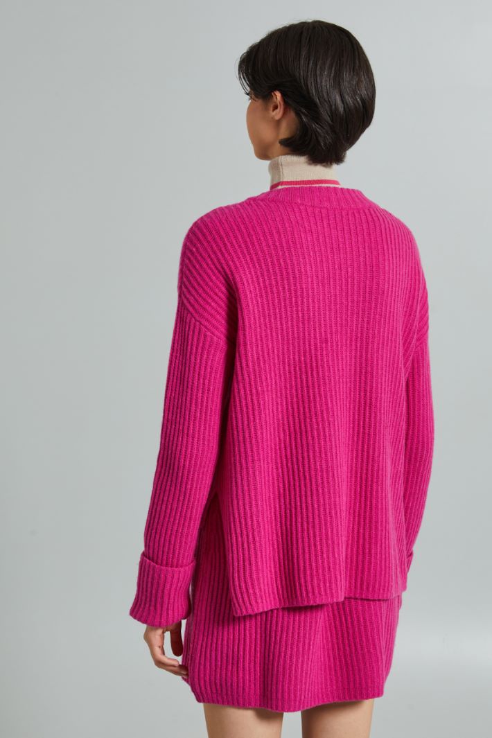Maglia asimmetrica a coste - FUXIA - Fashion Market - 4