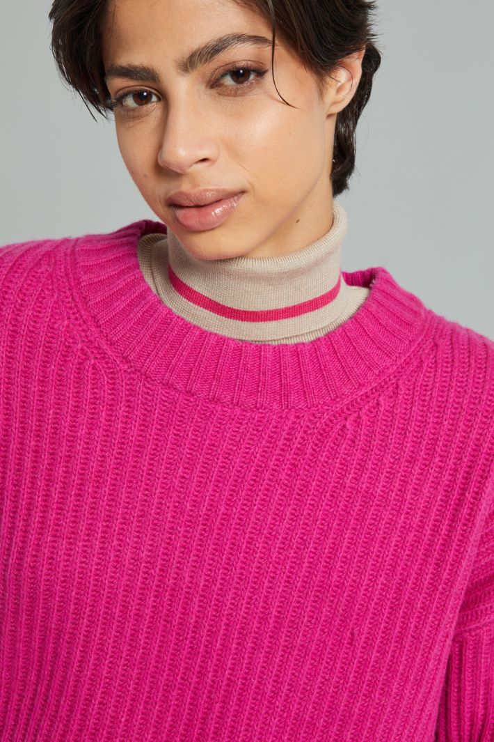 Maglia asimmetrica a coste - FUXIA - Fashion Market - 3