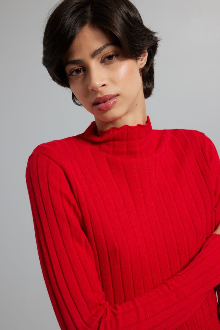 Maglia a coste larghe - ROSSO FUOCO - Fashion Market - 3