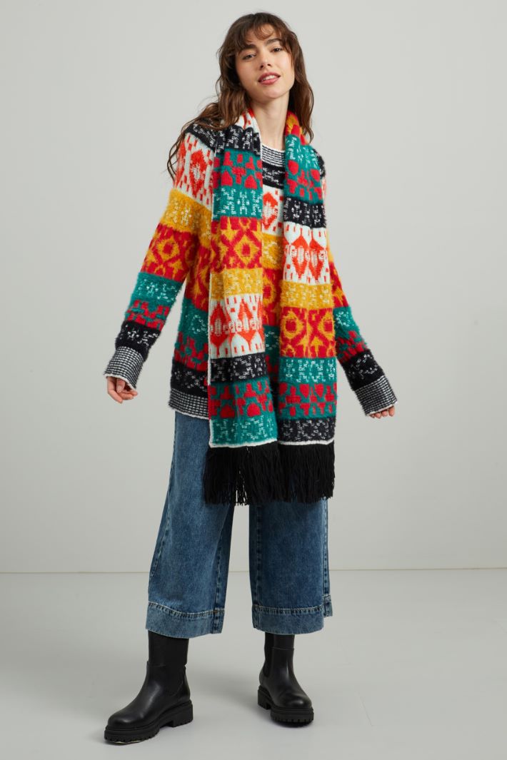 Maglia jacquard - ROSSO VERDE GIALLO - Fashion Market