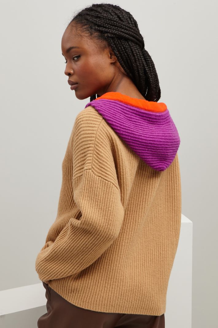 Maglia con cappuccio - NOCCIOLA VIOLA ARANCIONE - Fashion Market - 4