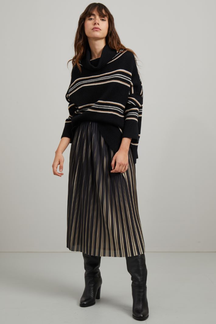 Maglia in cashmere - NERO BIANCO CAMMELLO - Fashion Market - 4