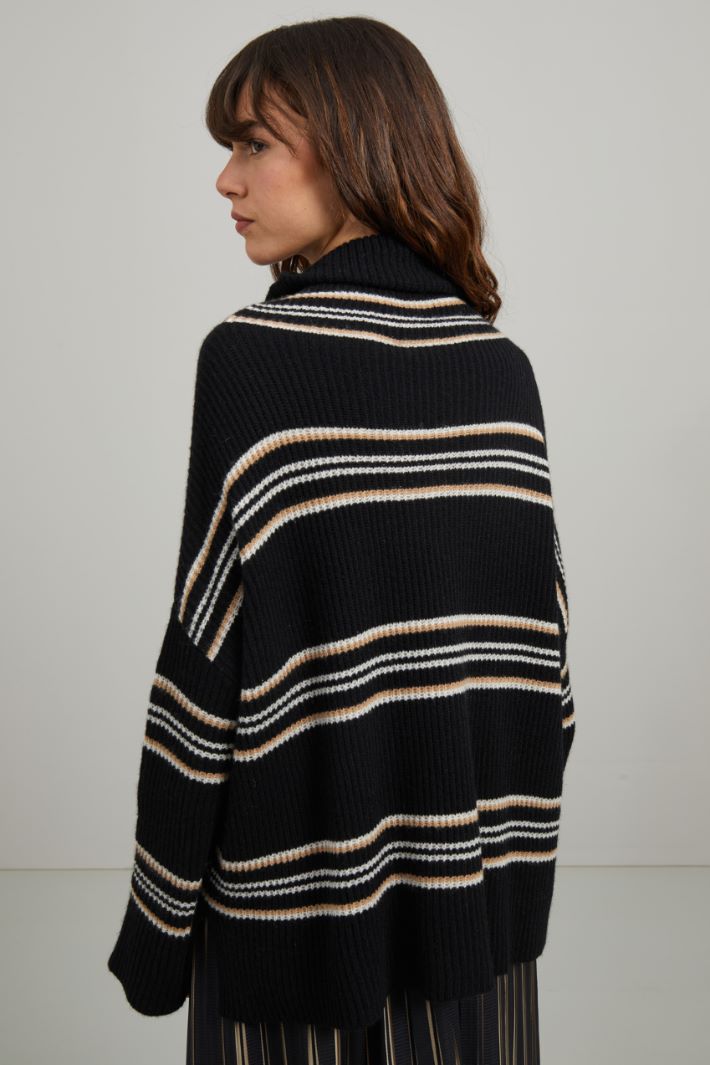 Maglia in cashmere - NERO BIANCO CAMMELLO - Fashion Market - 3