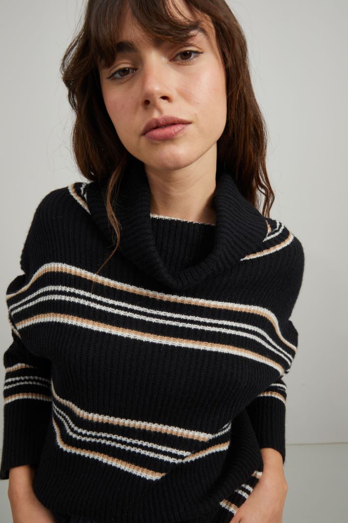 Maglia in cashmere - NERO BIANCO CAMMELLO - Fashion Market
