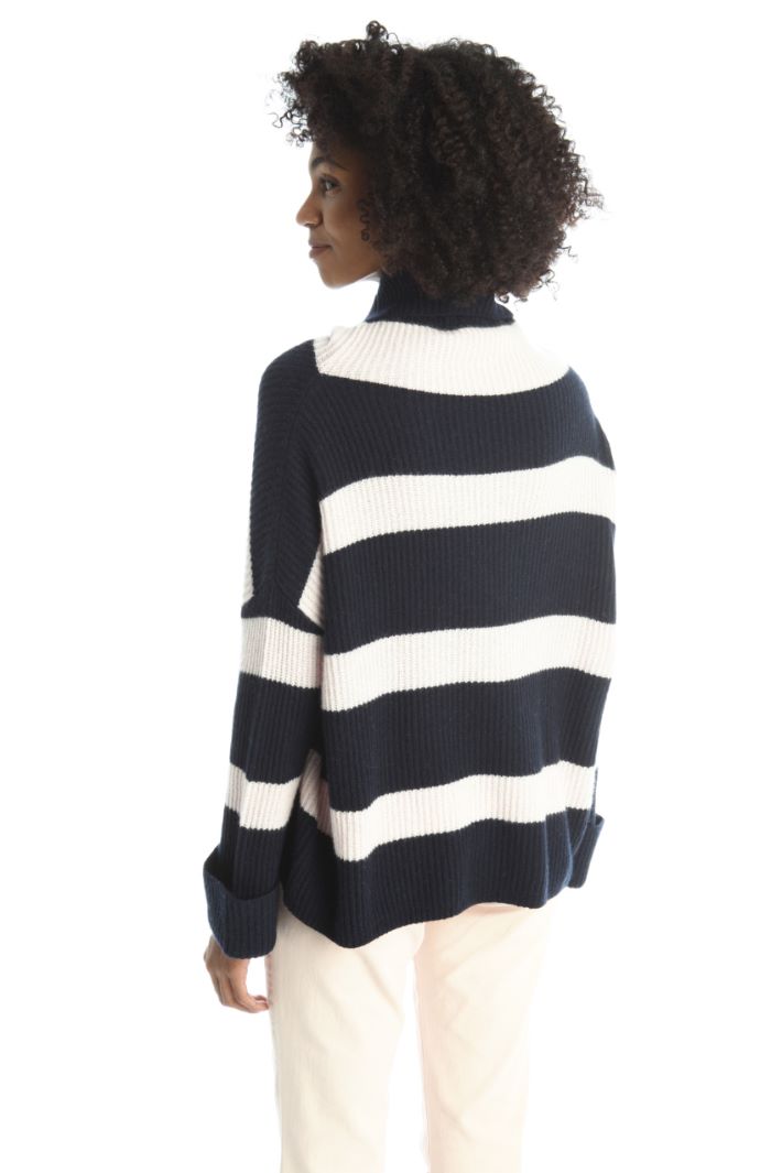 Maglia a coste in cashmere - BLU NOTTE ROSA - Fashion Market - 2