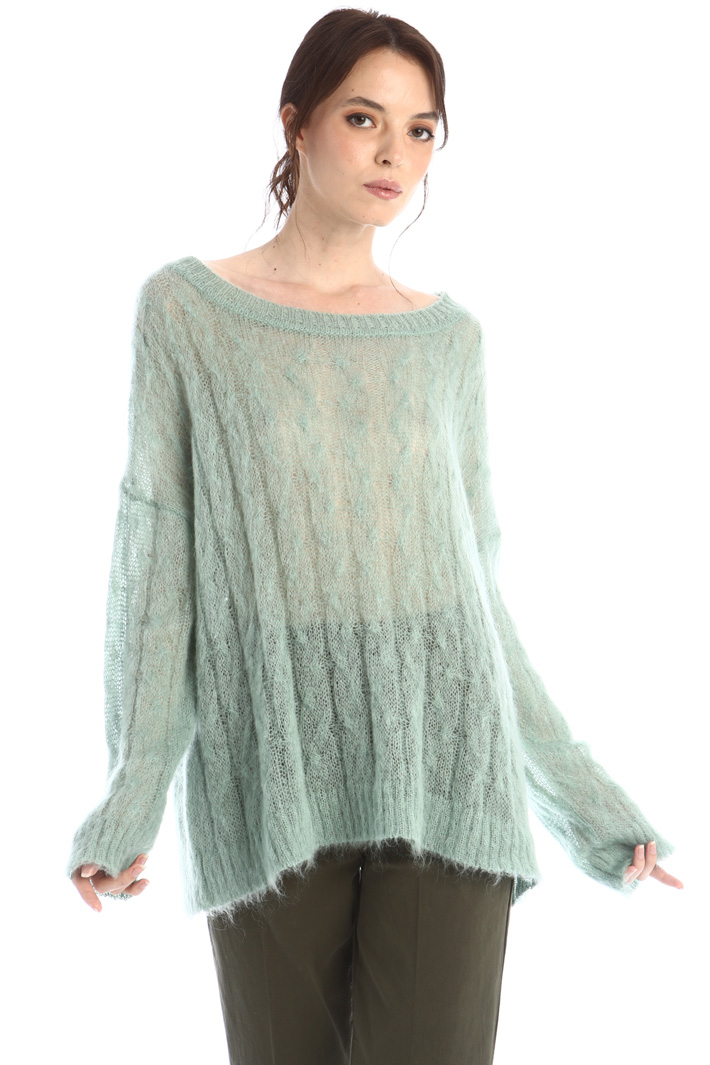 Maglia morbida a trecce - VERDE PASTELLO - Fashion Market - 4