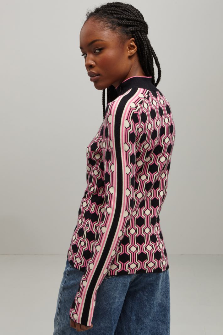Maglia jacquard - ROSA NERO BIANCO - Fashion Market - 4