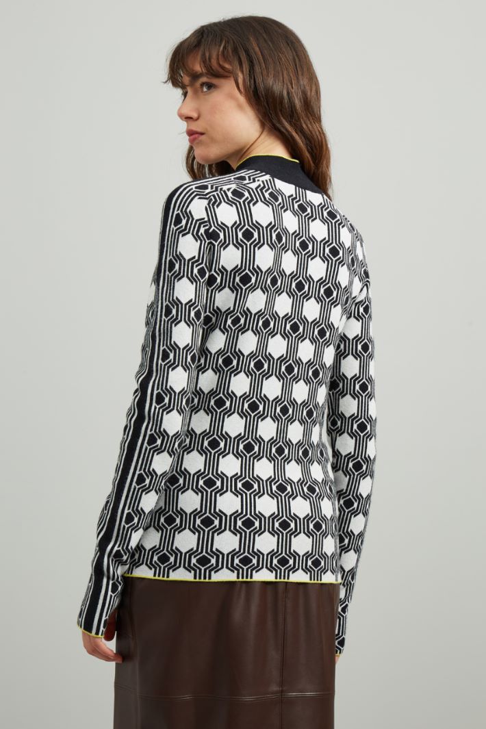 Maglia jacquard - BIANCO NERO - Fashion Market - 4