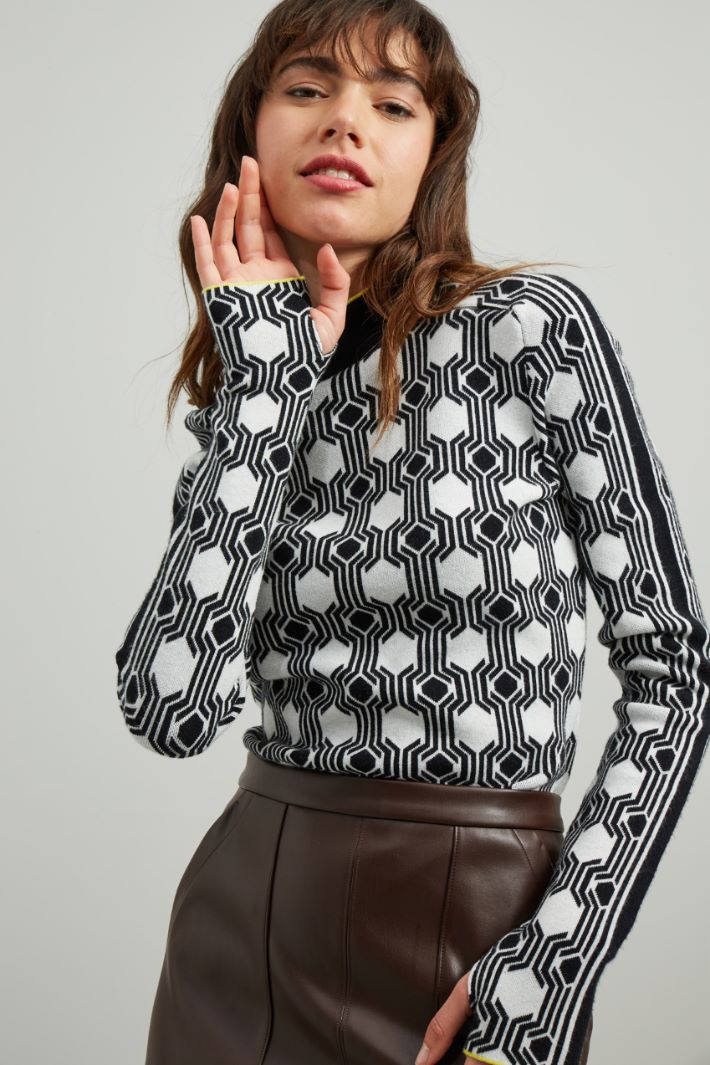 Maglia jacquard - BIANCO NERO - Fashion Market - 2