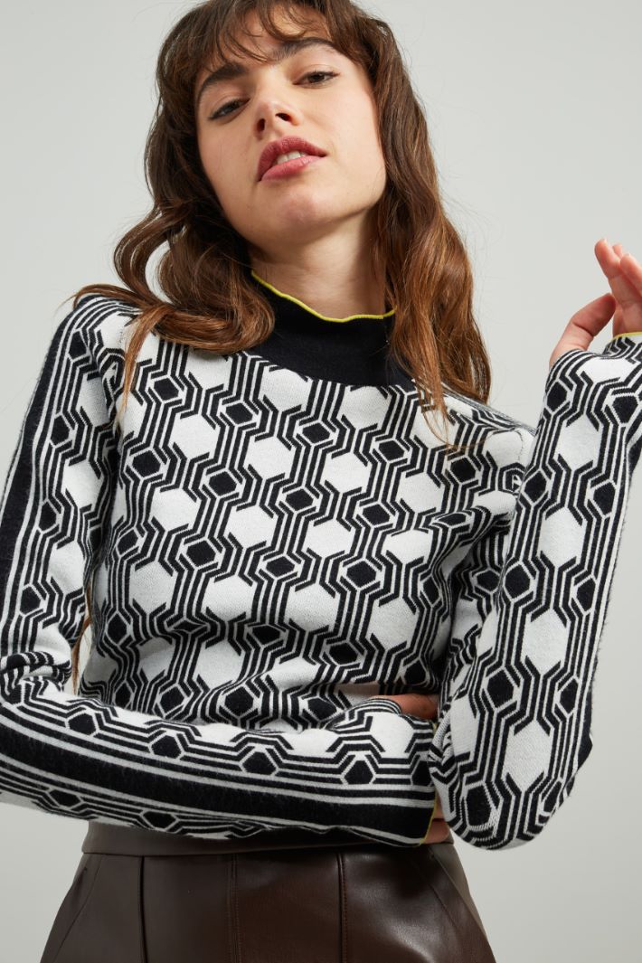Maglia jacquard - BIANCO NERO - Fashion Market - 3