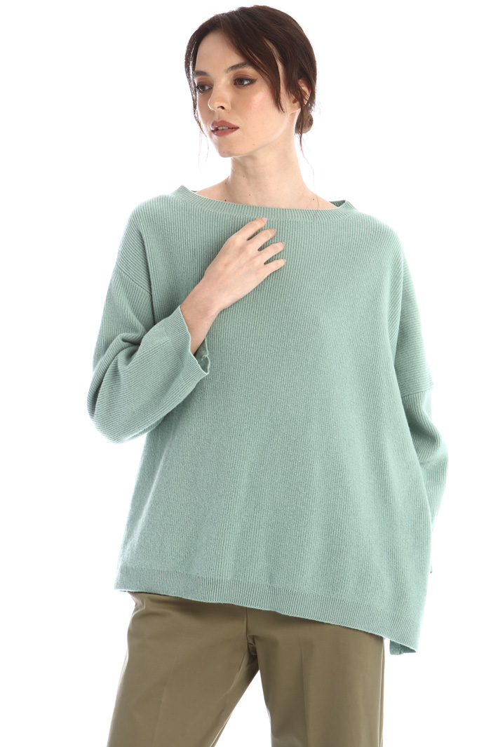 Maglia asimmetrica in lana - VERDE PASTELLO - Fashion Market