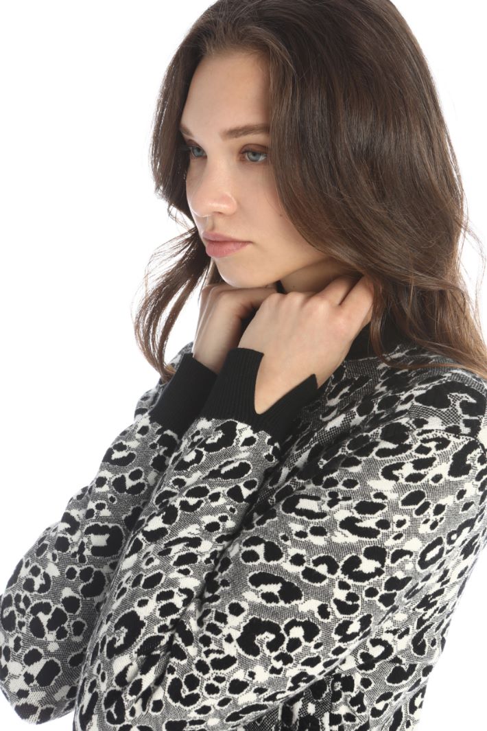 maglia in jaquard - NERO BIANCO - Fashion Market