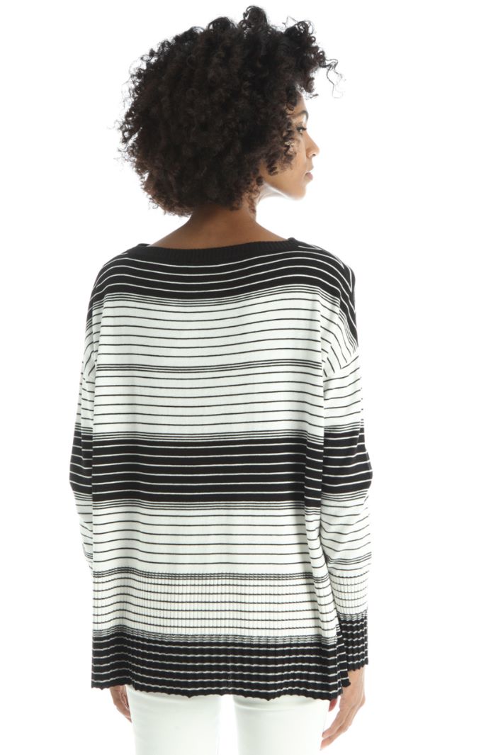 Maglia over in cotone e seta - NERO BIANCO - Fashion Market - 4