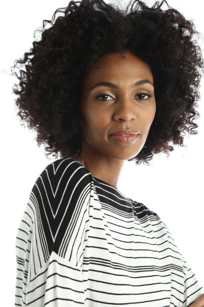 Maglia over in cotone e seta - NERO BIANCO - Fashion Market - 3