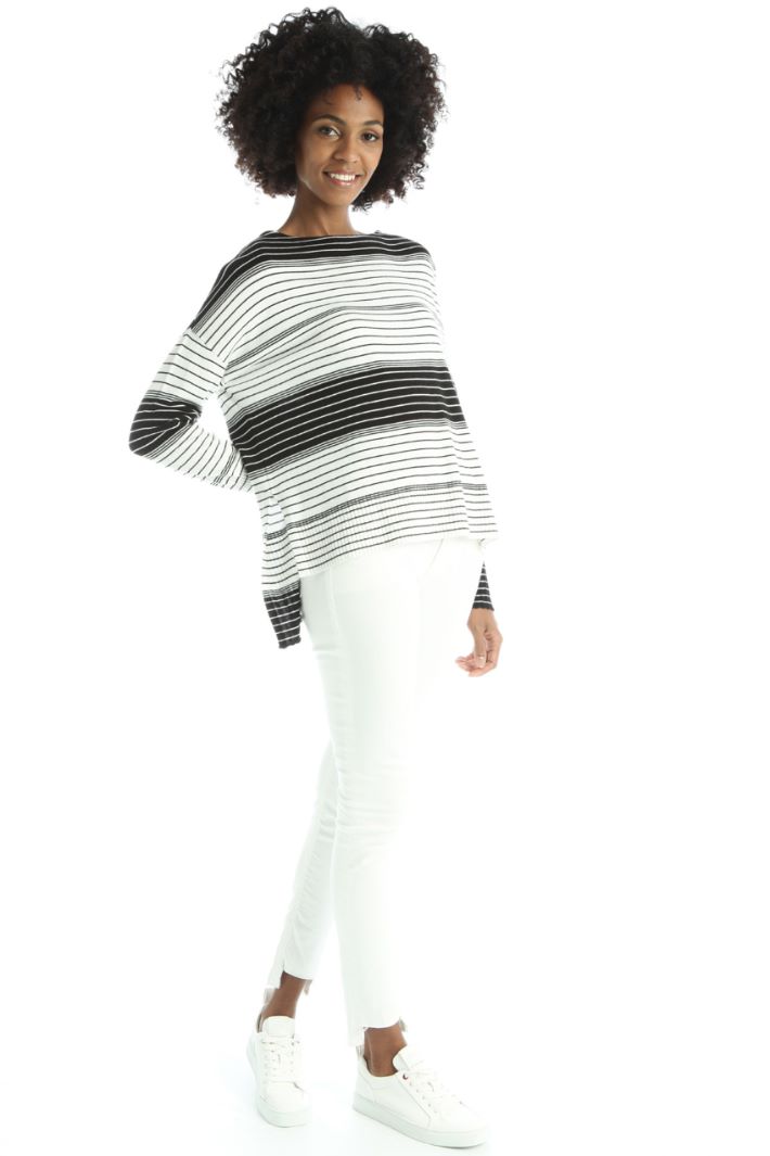 Maglia over in cotone e seta - NERO BIANCO - Fashion Market