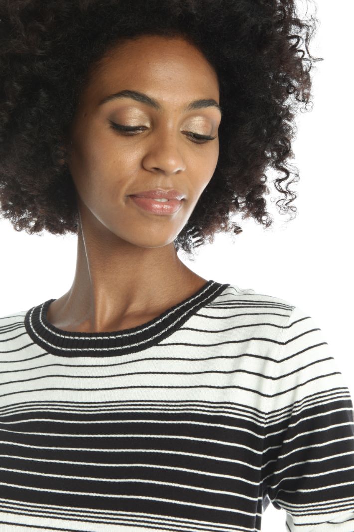 Maglia in cotone e seta - NERO BIANCO - Fashion Market - 4