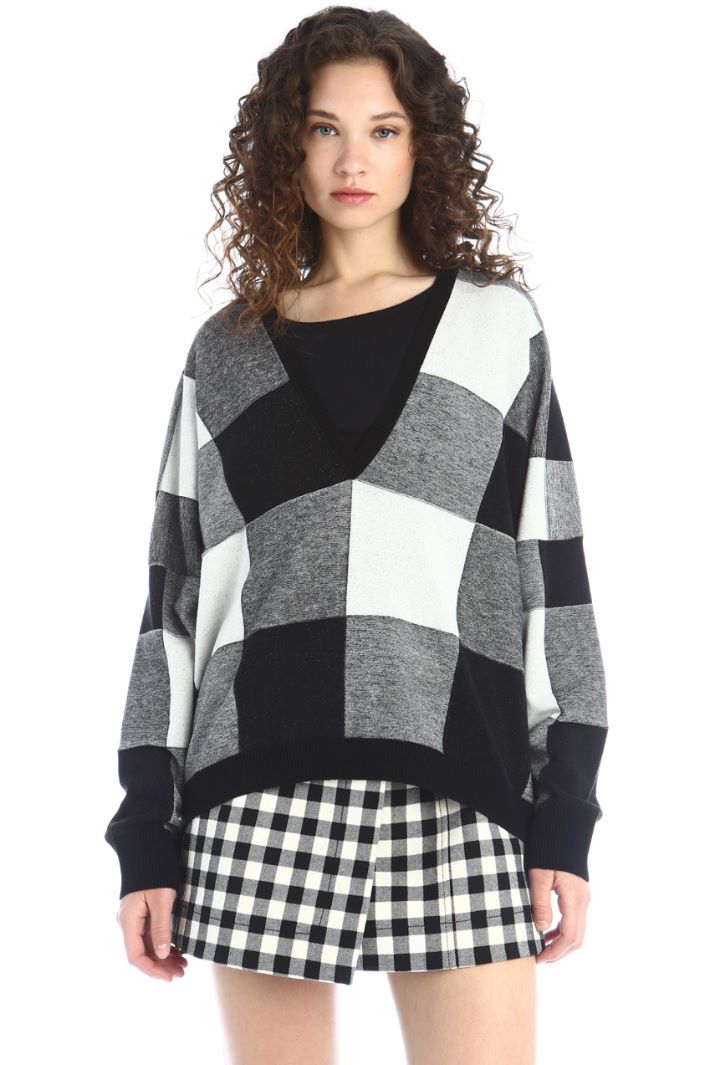 Maglia con scollo a V - GRIGIO BIANCO NERO - Fashion Market - 5