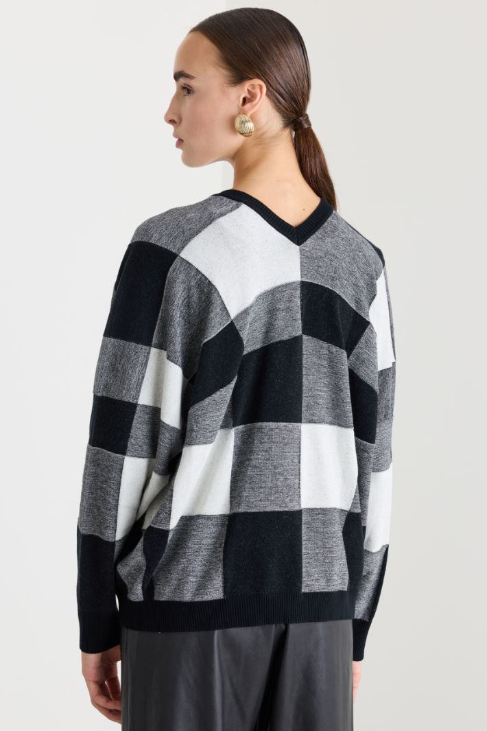 Maglia con scollo a V - GRIGIO BIANCO NERO - Fashion Market - 4