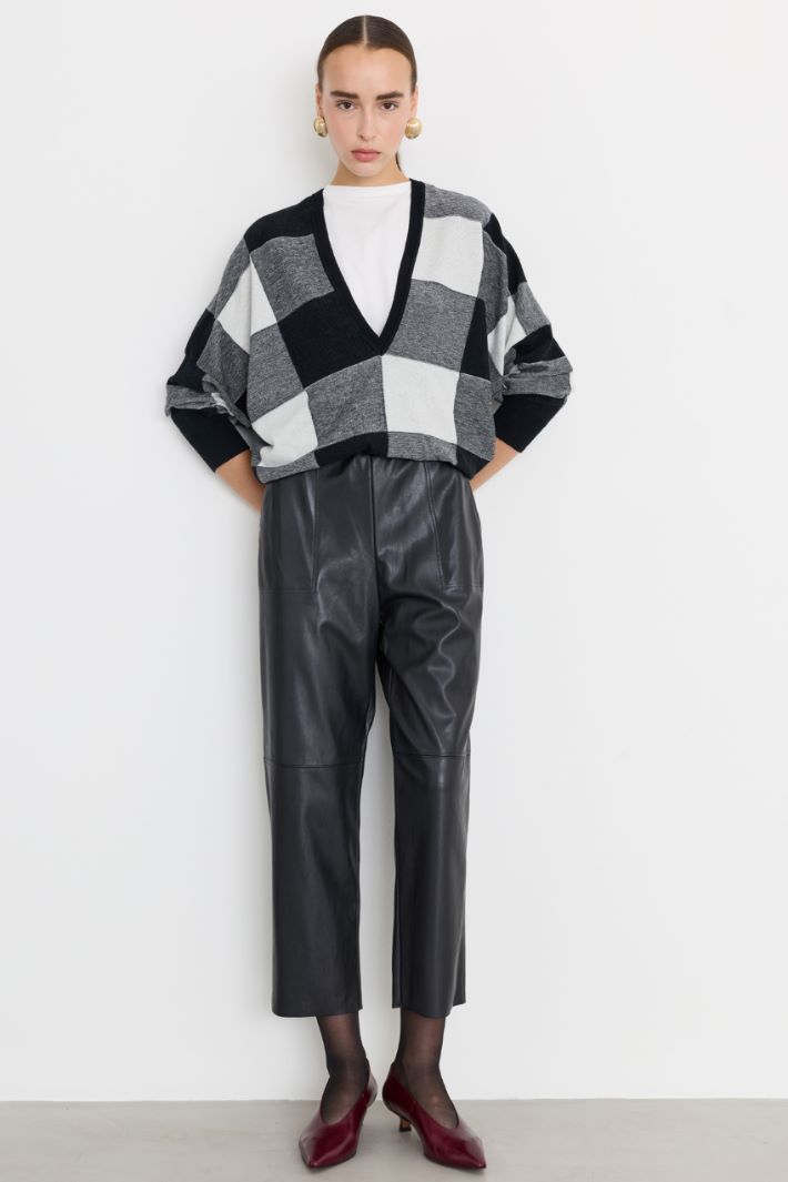 Maglia con scollo a V - GRIGIO BIANCO NERO - Fashion Market