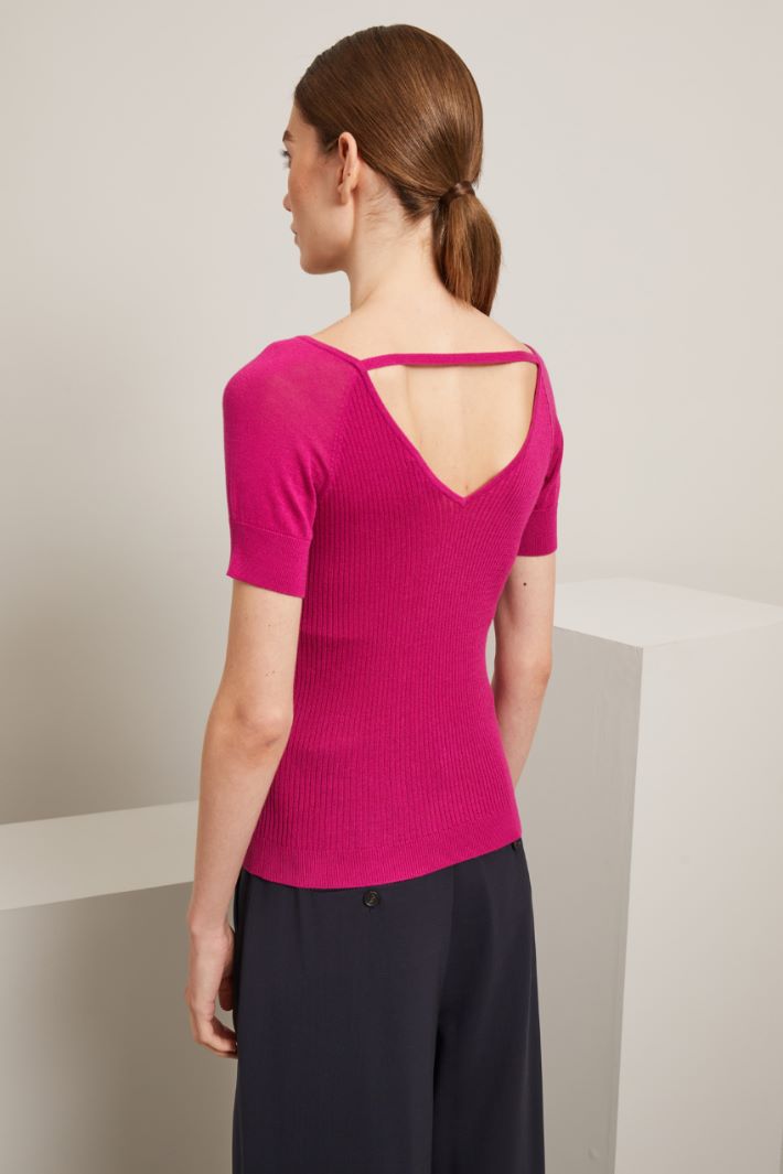 Maglia con scollo a V - MAGENTA - Fashion Market - 4