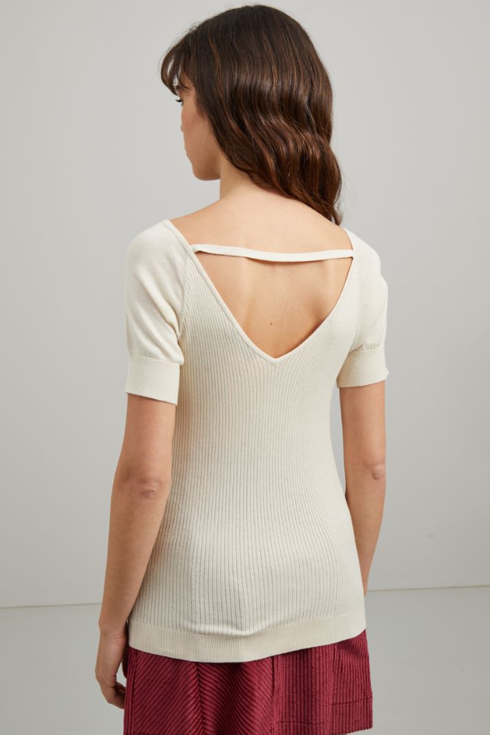 Maglia con scollo a V - PANNA - Fashion Market - 4