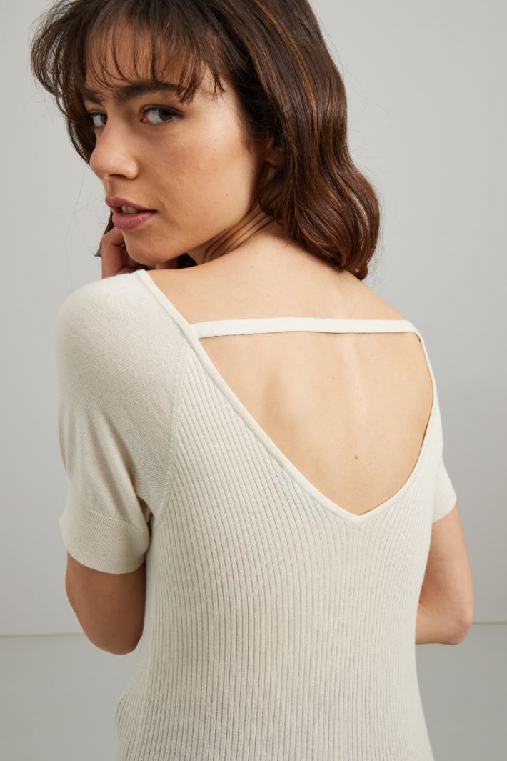 Maglia con scollo a V - PANNA - Fashion Market - 3