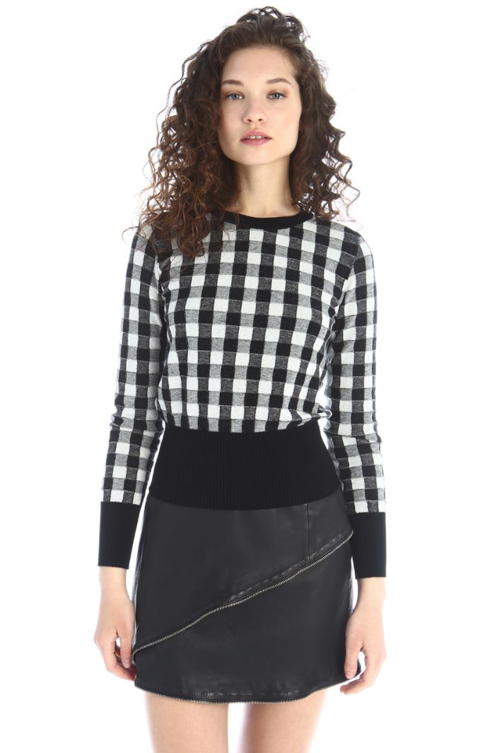 Maglia semiaderente jacquard - GRIGIO BIANCO NERO - Fashion Market - 4